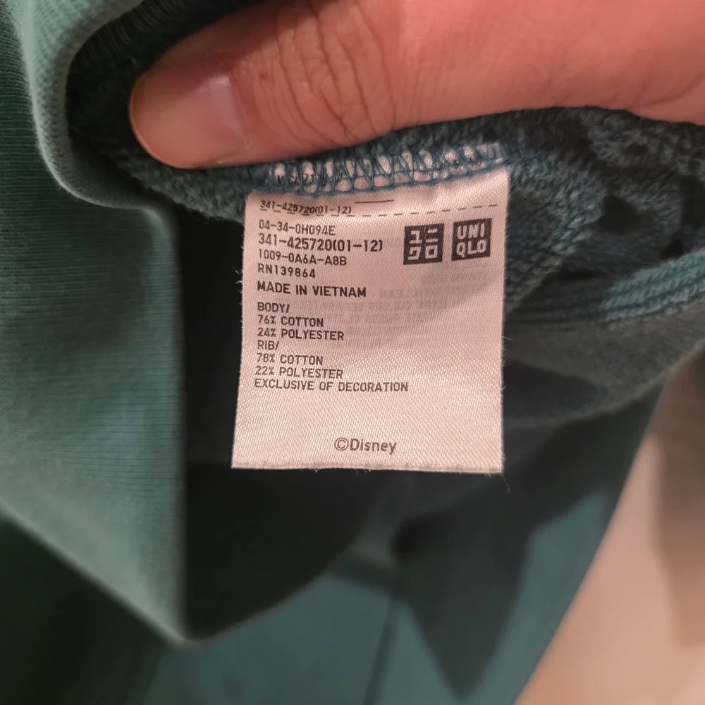 Uniqlo UT Disney Donald Duck Sweatshirt Teal Green Embroidered Mens Medium